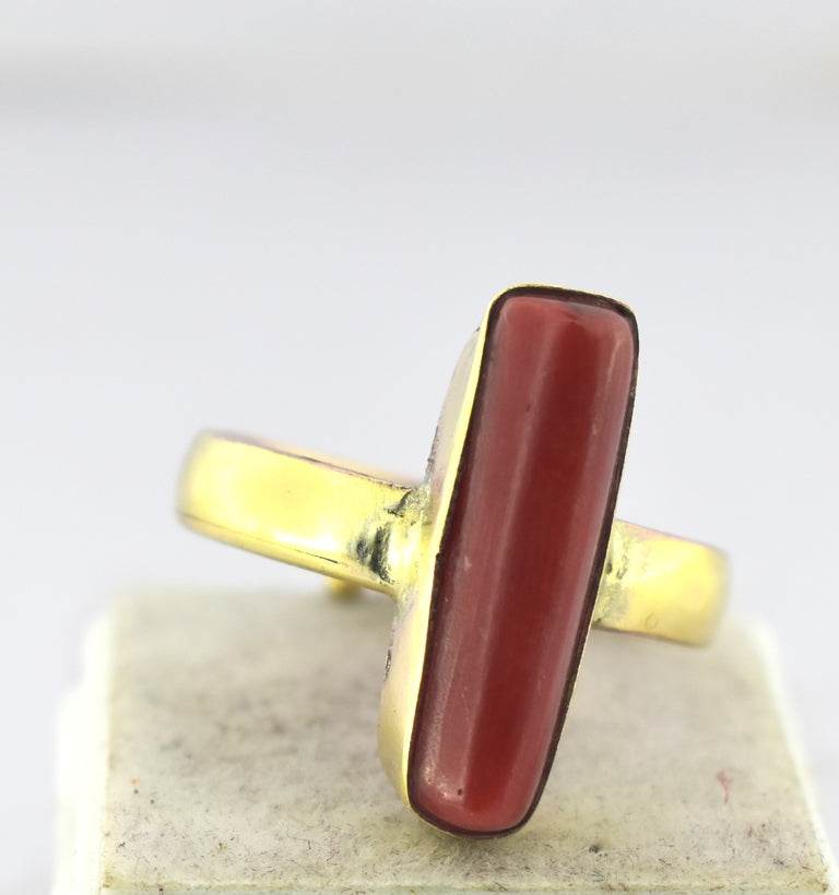 Certified Red Coral (Moonga) Panchdhatu Ring – Adjustable - Aemorio