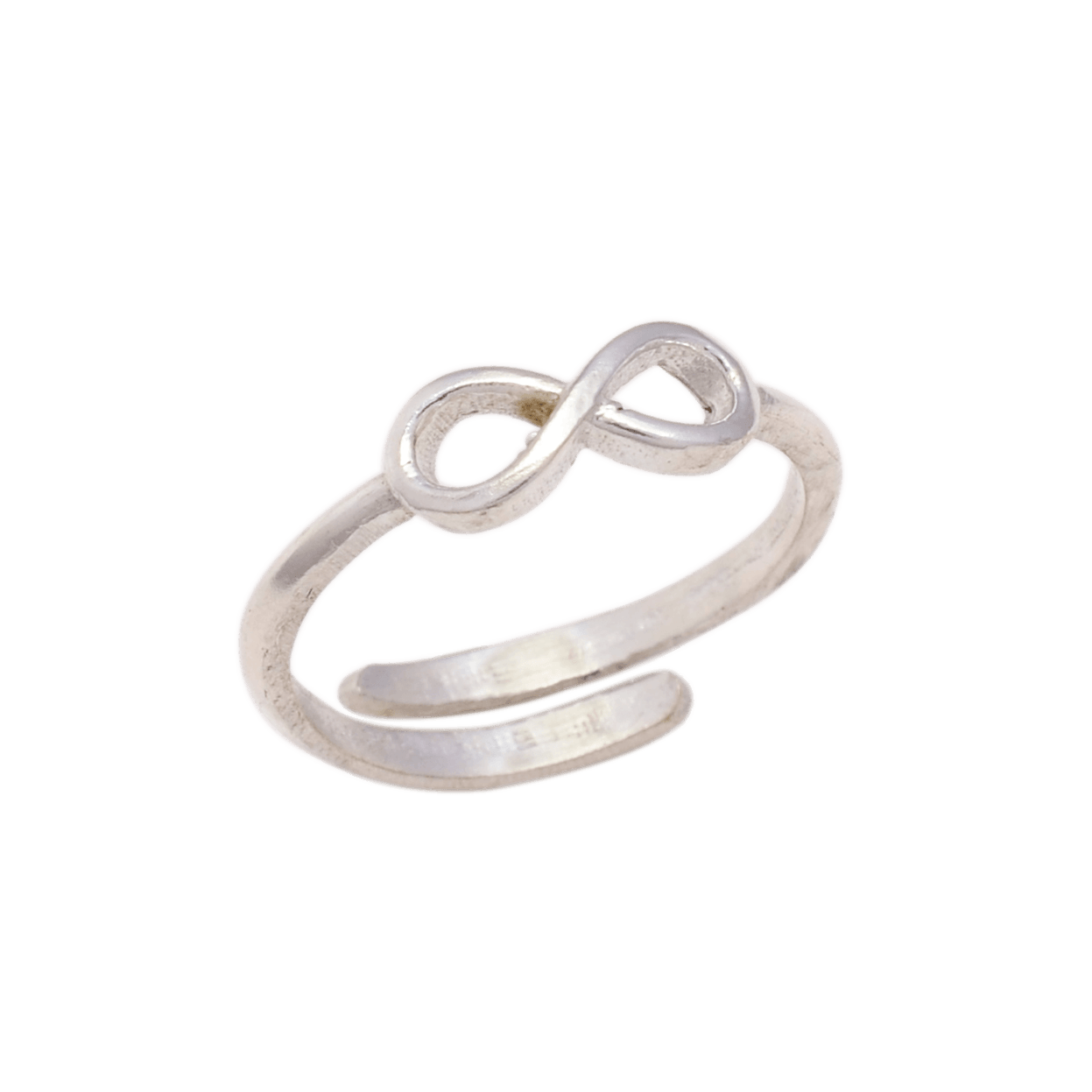 Aemorio Rhodium-Plated Silver Infinity Adjustable Ring - Aemorio