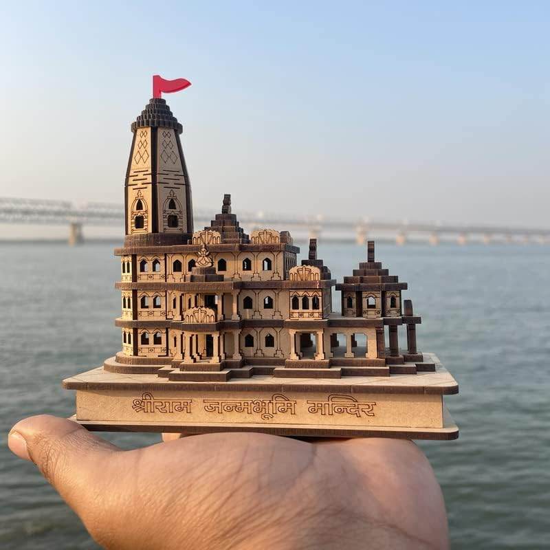 Ram Mandir Temple 3D Model - 6.5 Inch Decorative Sculpture - Aemorio