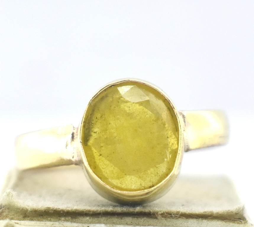 Pukhraj Guru Rashi Yellow Sapphire Panchdhatu Adjustable Ring - Aemorio