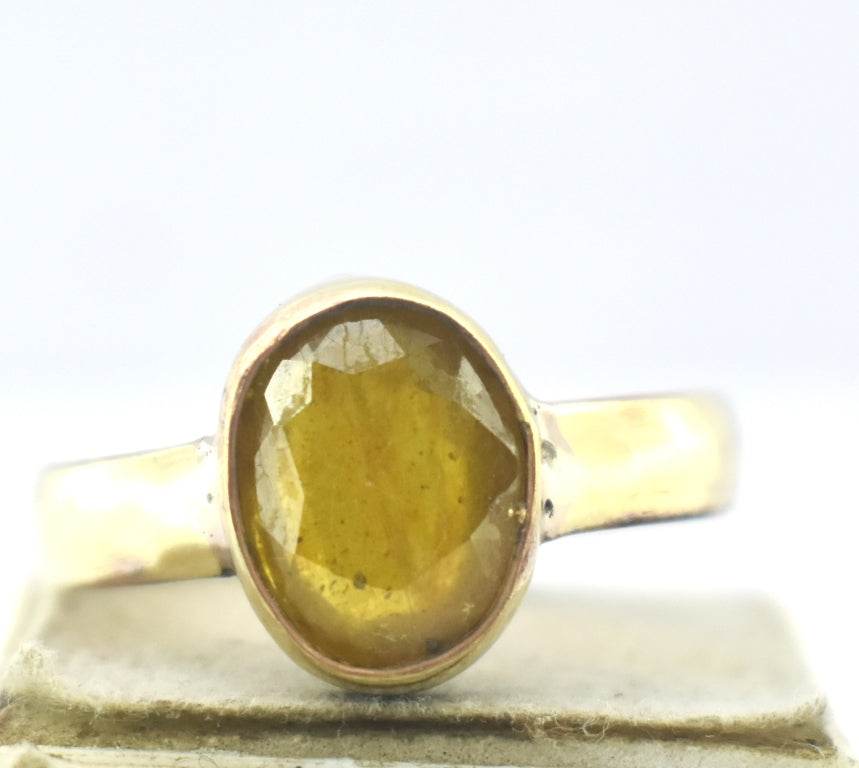 Pukhraj Guru Rashi Yellow Sapphire Panchdhatu Adjustable Ring - Aemorio