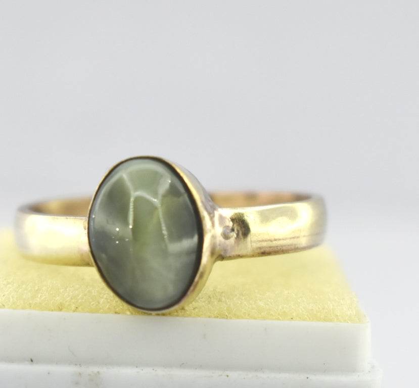 Cat's Eye (Lehsunia) Ring in Panchdhatu – Gold-Plated - Aemorio