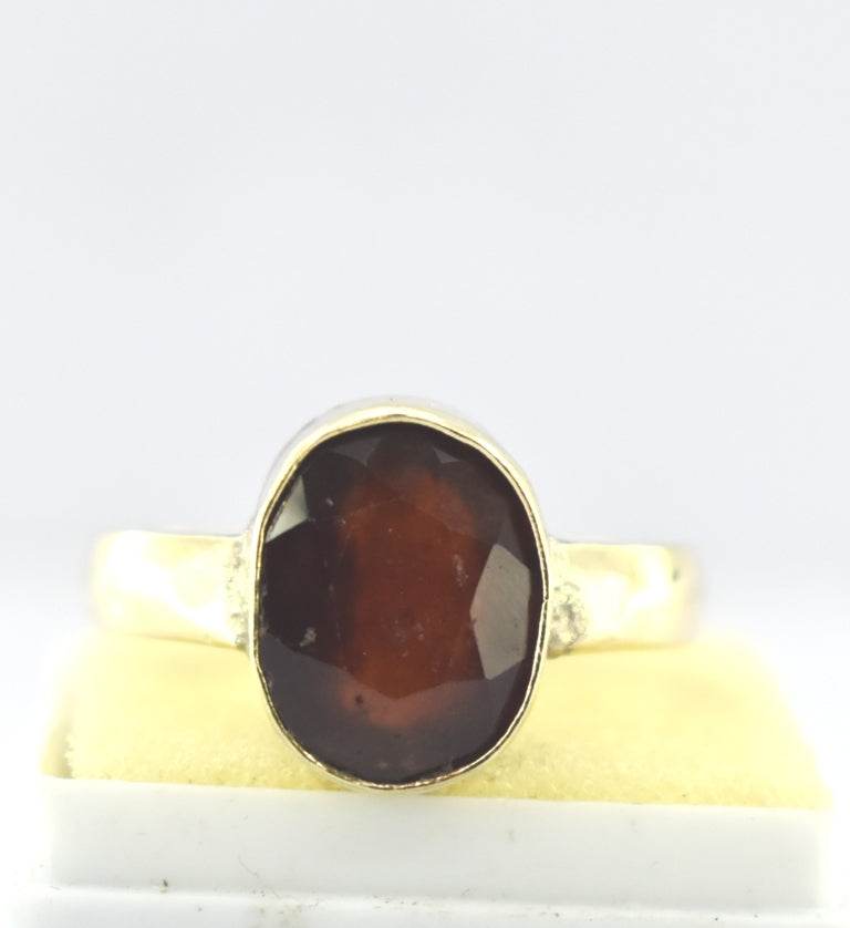 Natural Hessonite (Gomed) Panchdhatu Ring – Gold-Plated - Aemorio