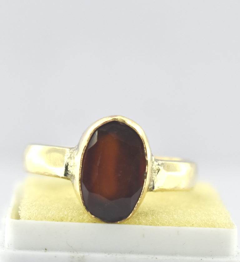 Natural Hessonite (Gomed) Panchdhatu Ring – Gold-Plated - Aemorio