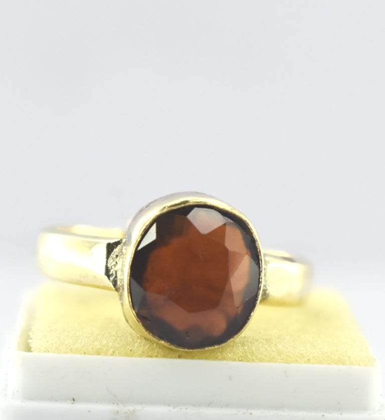 Natural Hessonite (Gomed) Panchdhatu Ring – Gold-Plated - Aemorio