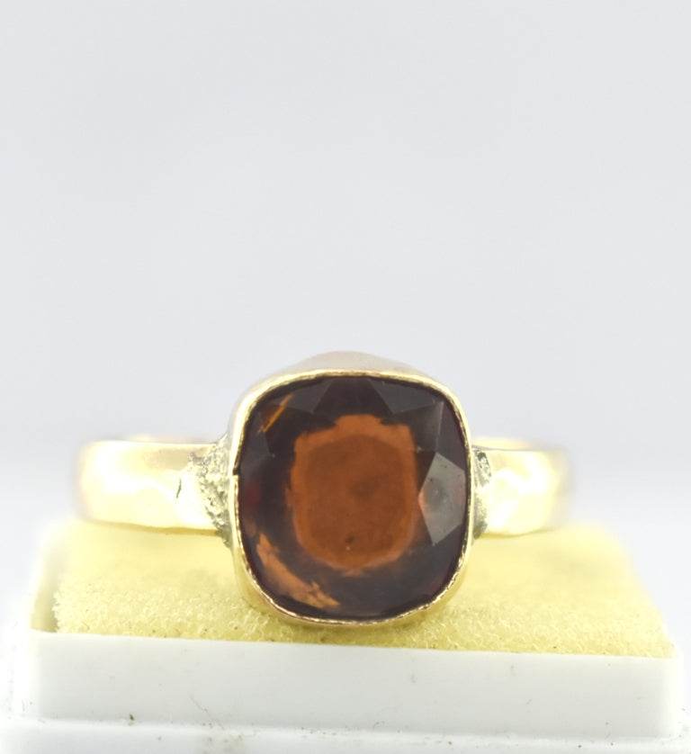 Natural Hessonite (Gomed) Panchdhatu Ring – Gold-Plated - Aemorio