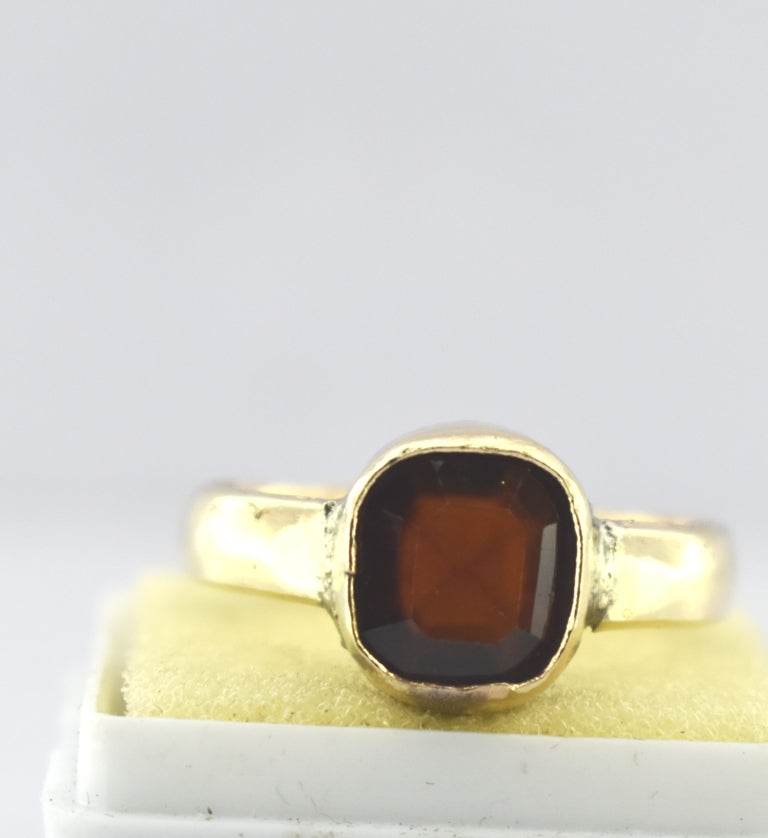 Natural Hessonite (Gomed) Panchdhatu Ring – Gold-Plated - Aemorio