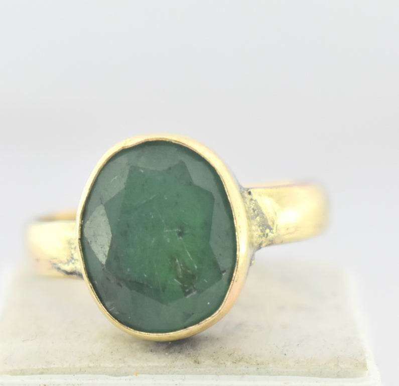 Natural Emerald (Panna) Panchdhatu Ring – Gold-Plated - Aemorio