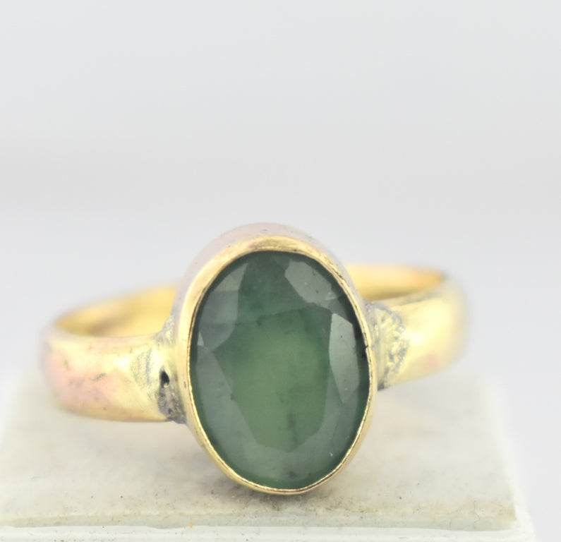 Natural Emerald (Panna) Panchdhatu Ring – Gold-Plated - Aemorio