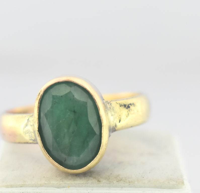Natural Emerald (Panna) Panchdhatu Ring – Gold-Plated - Aemorio