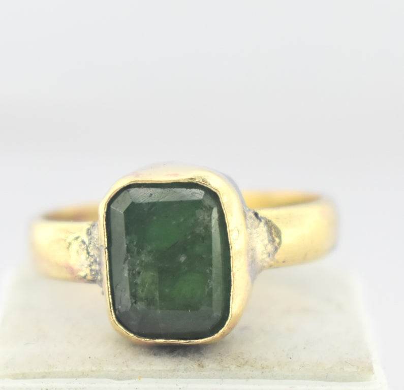 Natural Emerald (Panna) Panchdhatu Ring – Gold-Plated - Aemorio