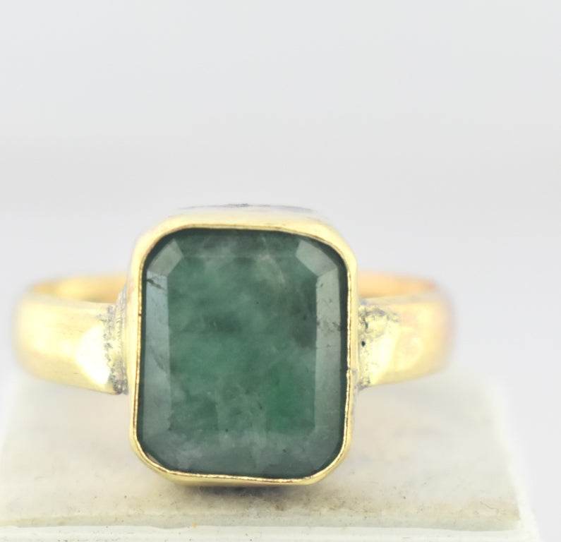 Natural Emerald (Panna) Panchdhatu Ring – Gold-Plated - Aemorio