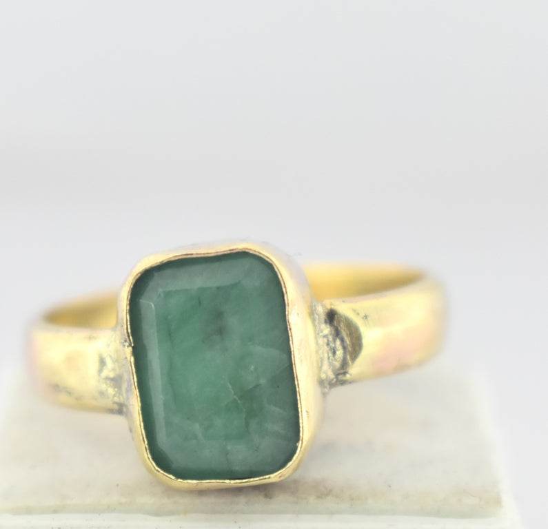 Natural Emerald (Panna) Panchdhatu Ring – Gold-Plated - Aemorio