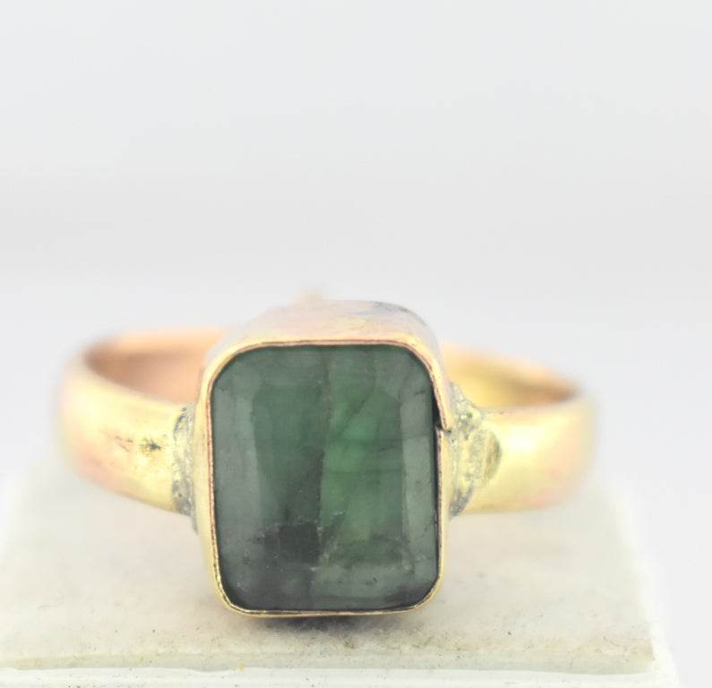Natural Emerald (Panna) Panchdhatu Ring – Gold-Plated - Aemorio