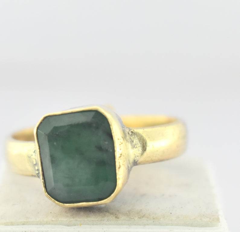 Natural Emerald (Panna) Panchdhatu Ring – Gold-Plated - Aemorio