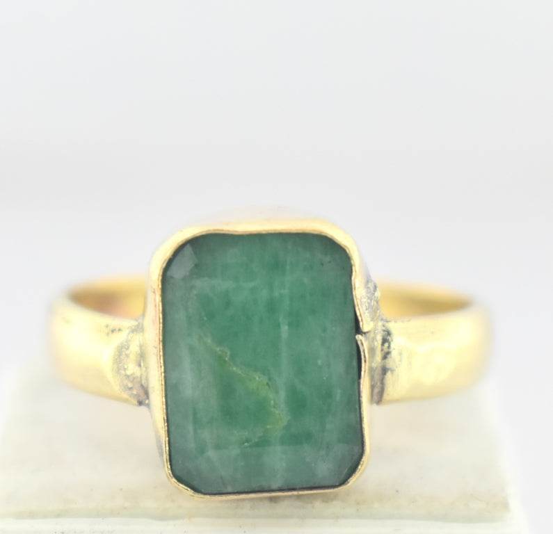 Natural Emerald (Panna) Panchdhatu Ring – Gold-Plated - Aemorio