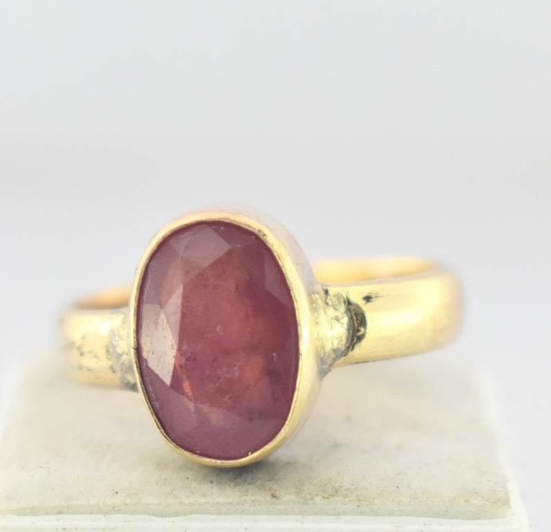Natural Ruby (Manik) Panchdhatu Ring – Adjustable & Pure - Aemorio