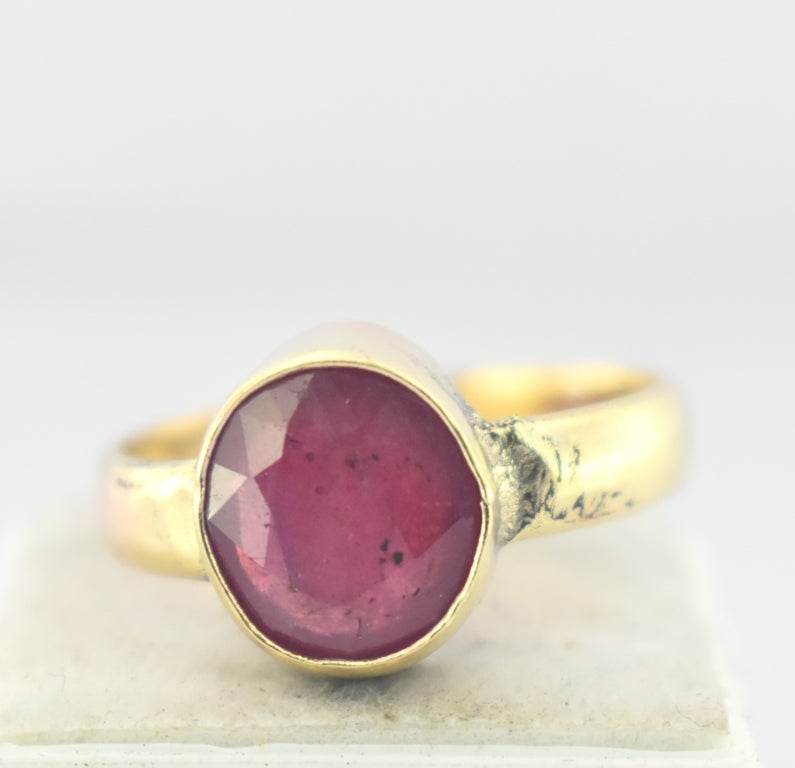 Natural Ruby (Manik) Panchdhatu Ring – Adjustable & Pure - Aemorio
