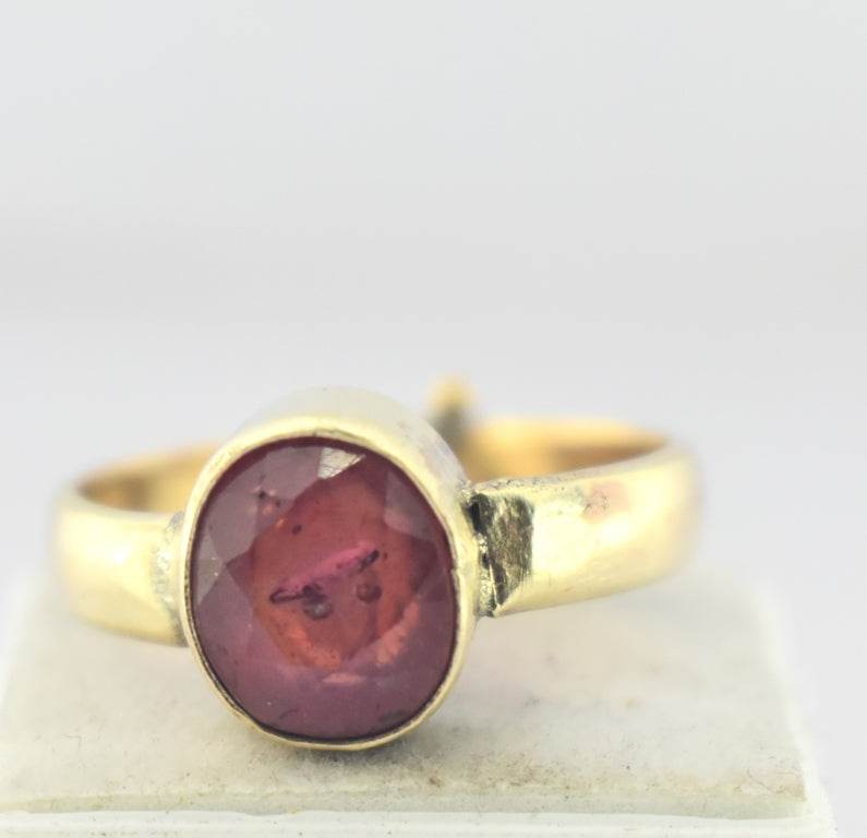 Natural Ruby (Manik) Panchdhatu Ring – Adjustable & Pure - Aemorio