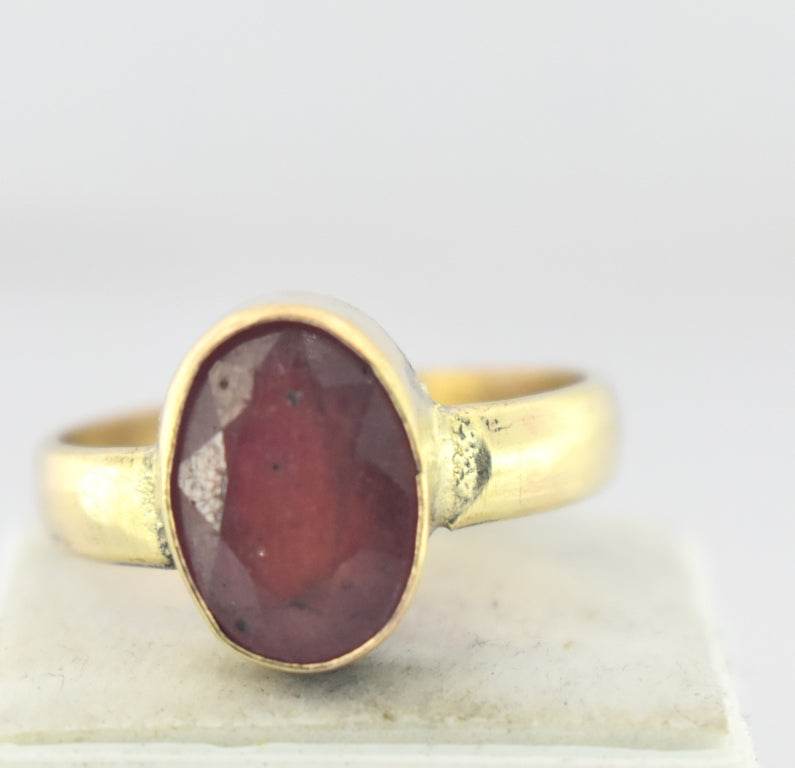 Natural Ruby (Manik) Panchdhatu Ring – Adjustable & Pure - Aemorio
