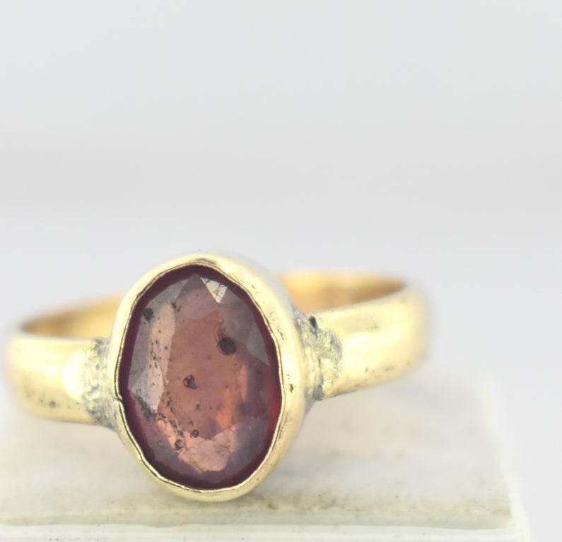 Natural Ruby (Manik) Panchdhatu Ring – Adjustable & Pure - Aemorio