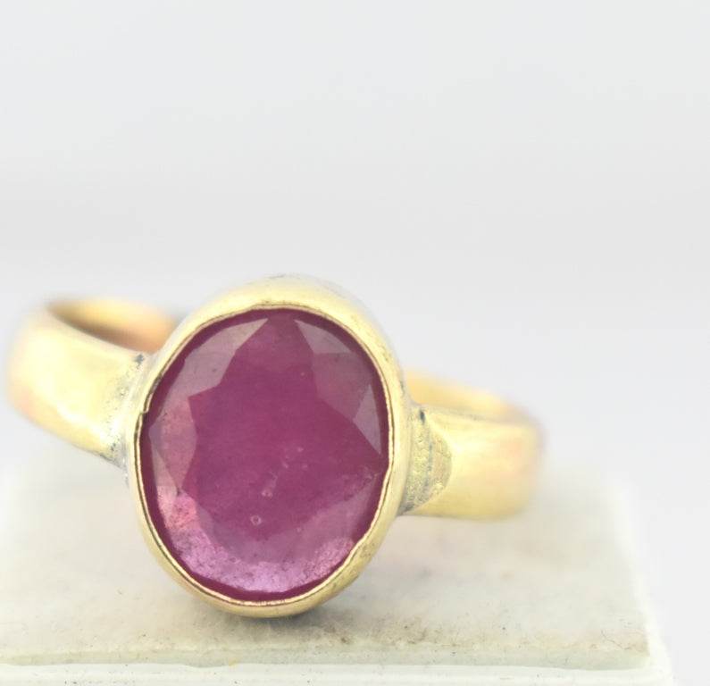 Natural Ruby (Manik) Panchdhatu Ring – Adjustable & Pure - Aemorio