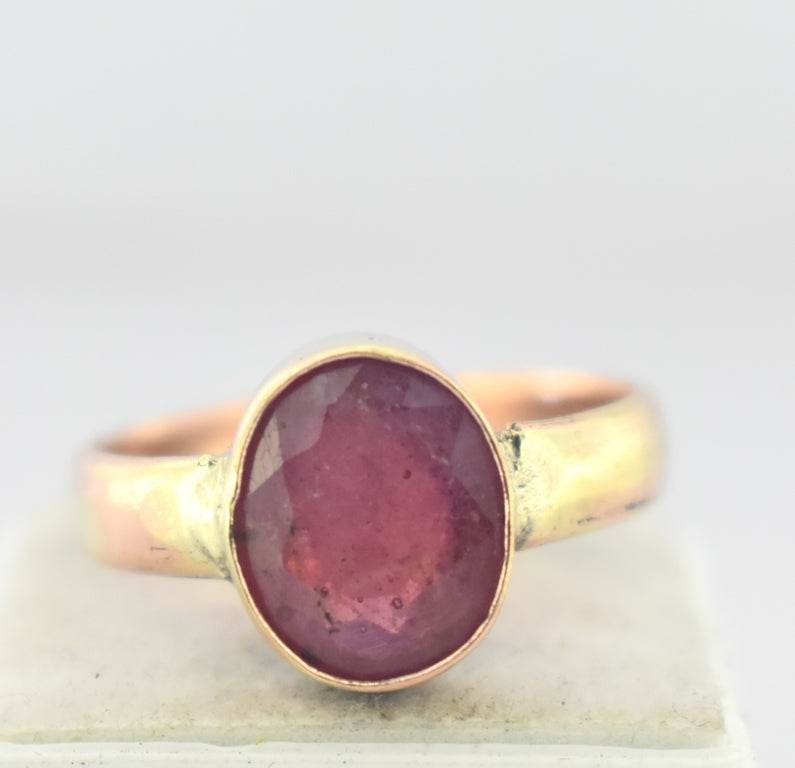 Natural Ruby (Manik) Panchdhatu Ring – Adjustable & Pure - Aemorio
