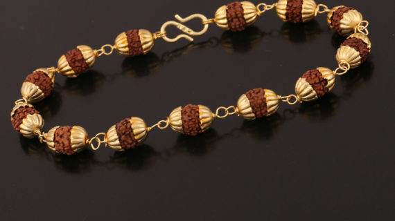 Handmade Brass & 100% Natural Rudraksha Bracelet - Aemorio