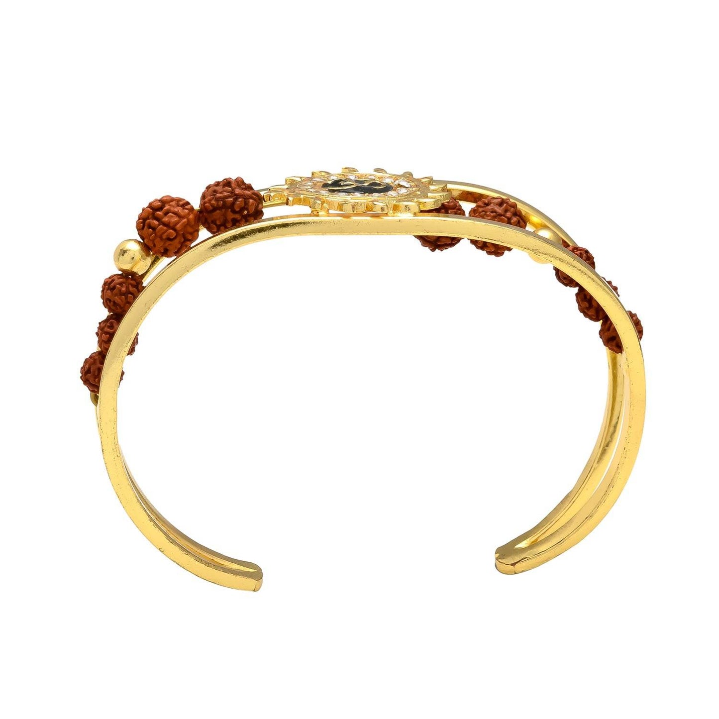 Om Rudraksha Cuff Bracelet for Men – Gold Plated Brass - Aemorio