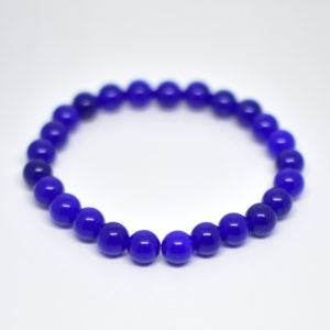 Blue Agate Stone Beads Elastic Bracelet - Aemorio