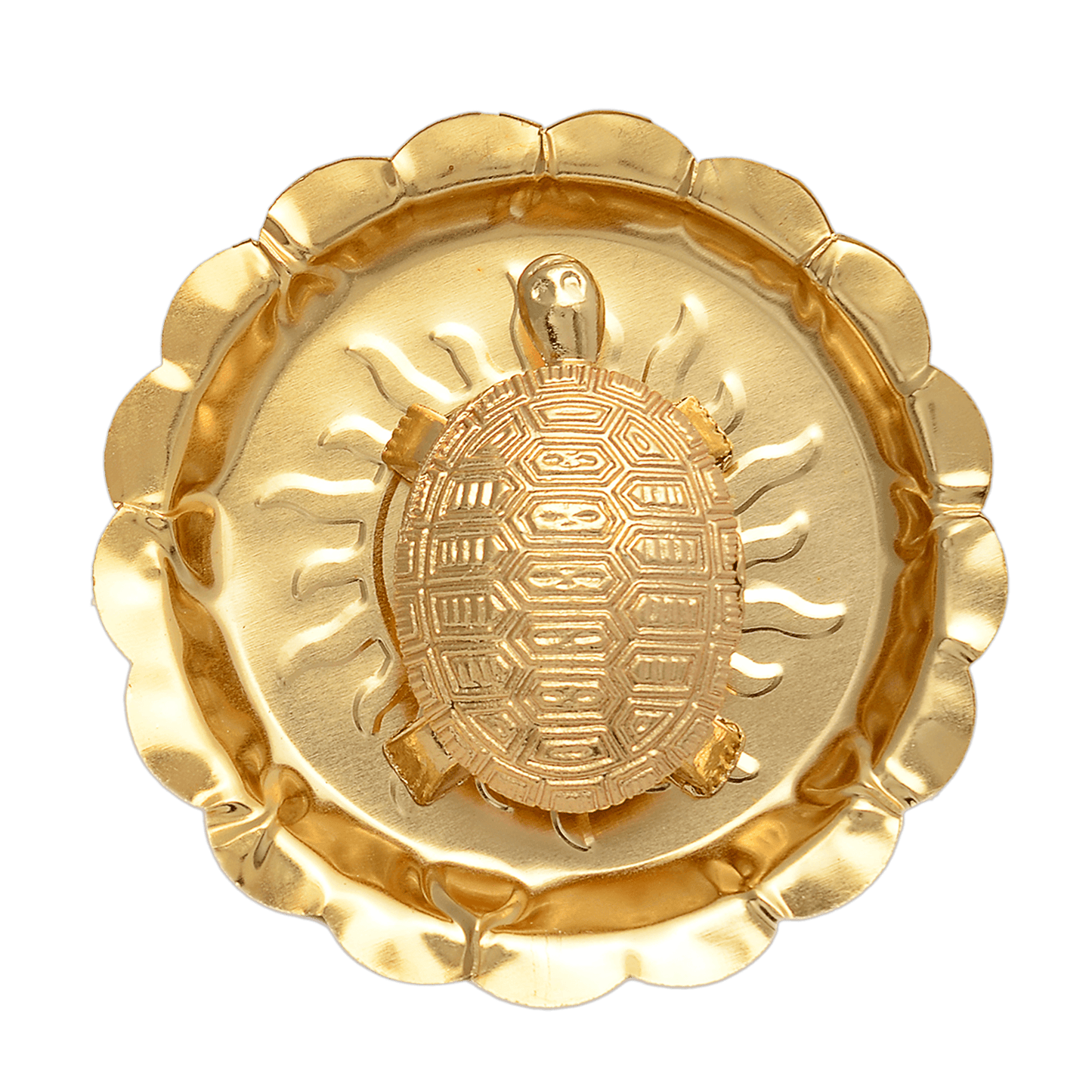 Golden Coloured Meru Plate Kachua Tortoise With Water Holding Plate - Aemorio
