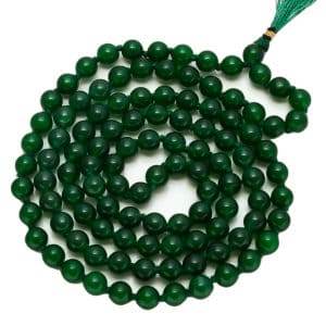 Green Agate Hakik Mala - 108+1 Beads Japa Mala (8mm) - Aemorio