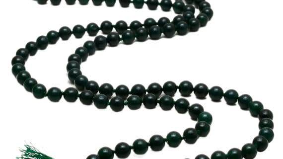 Green Agate Hakik Mala - 108+1 Beads Japa Mala (8mm) - Aemorio