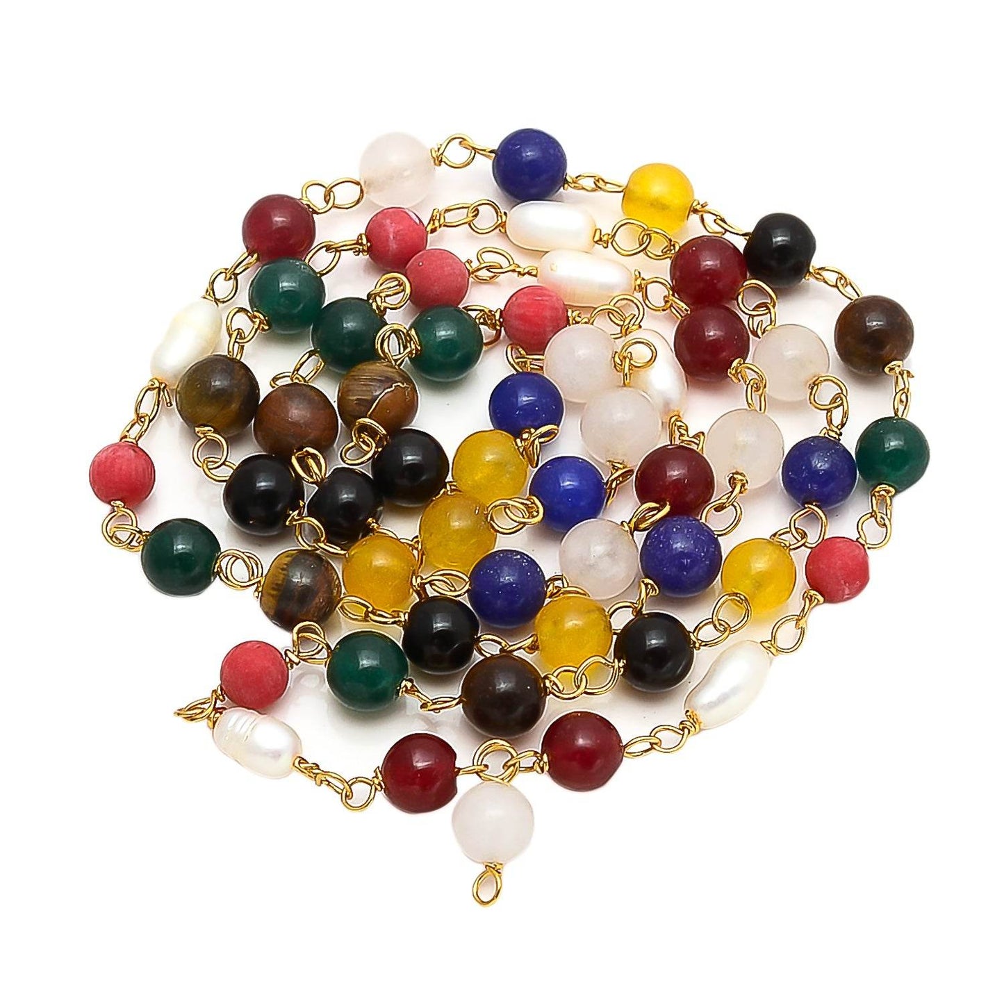 6mm Agate Beads Navratana Mala - Healing & Prosperity - Aemorio
