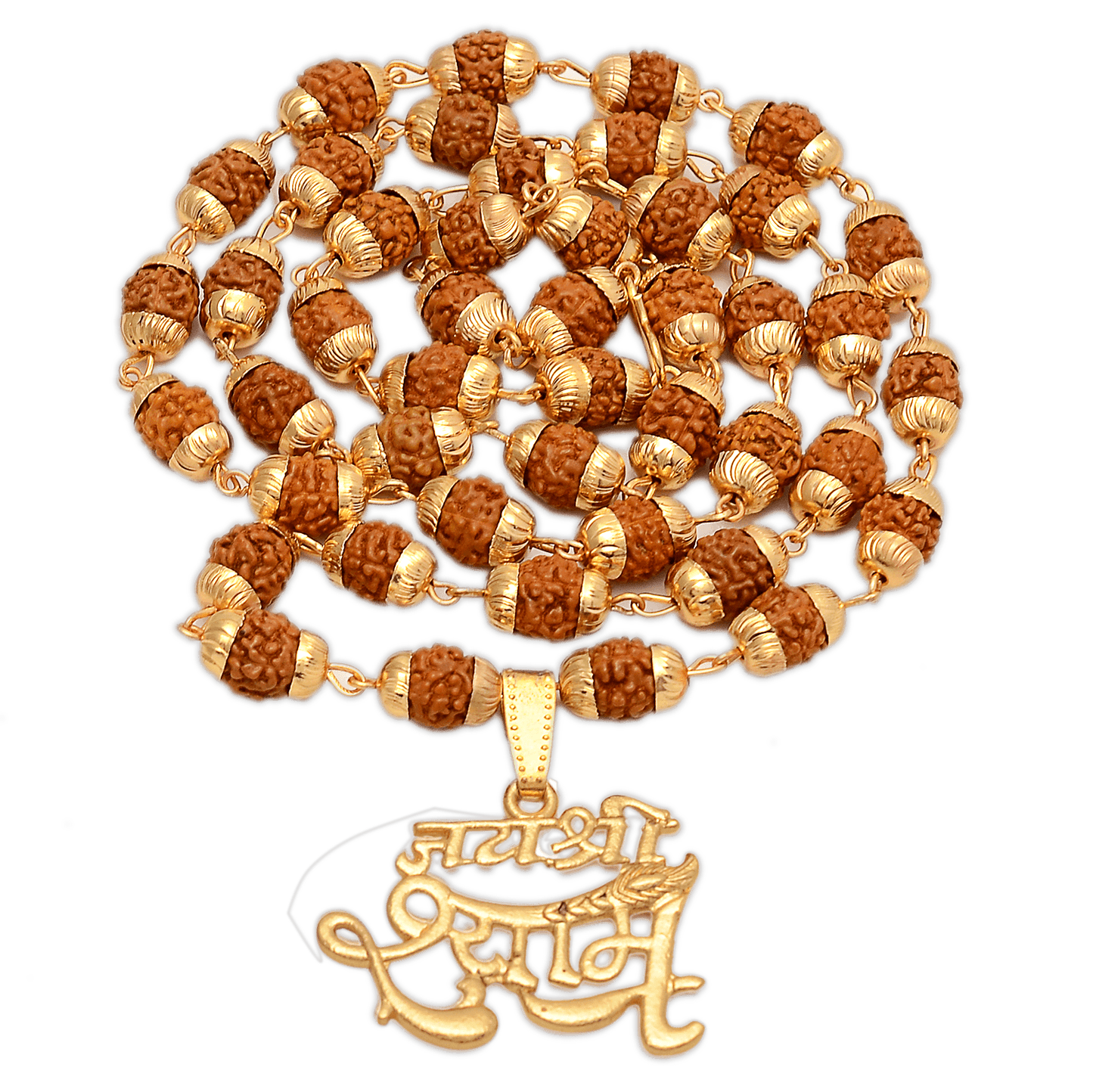 Jai Shree Shyam Pendant with 5 Face Rudraksha Mala - Aemorio