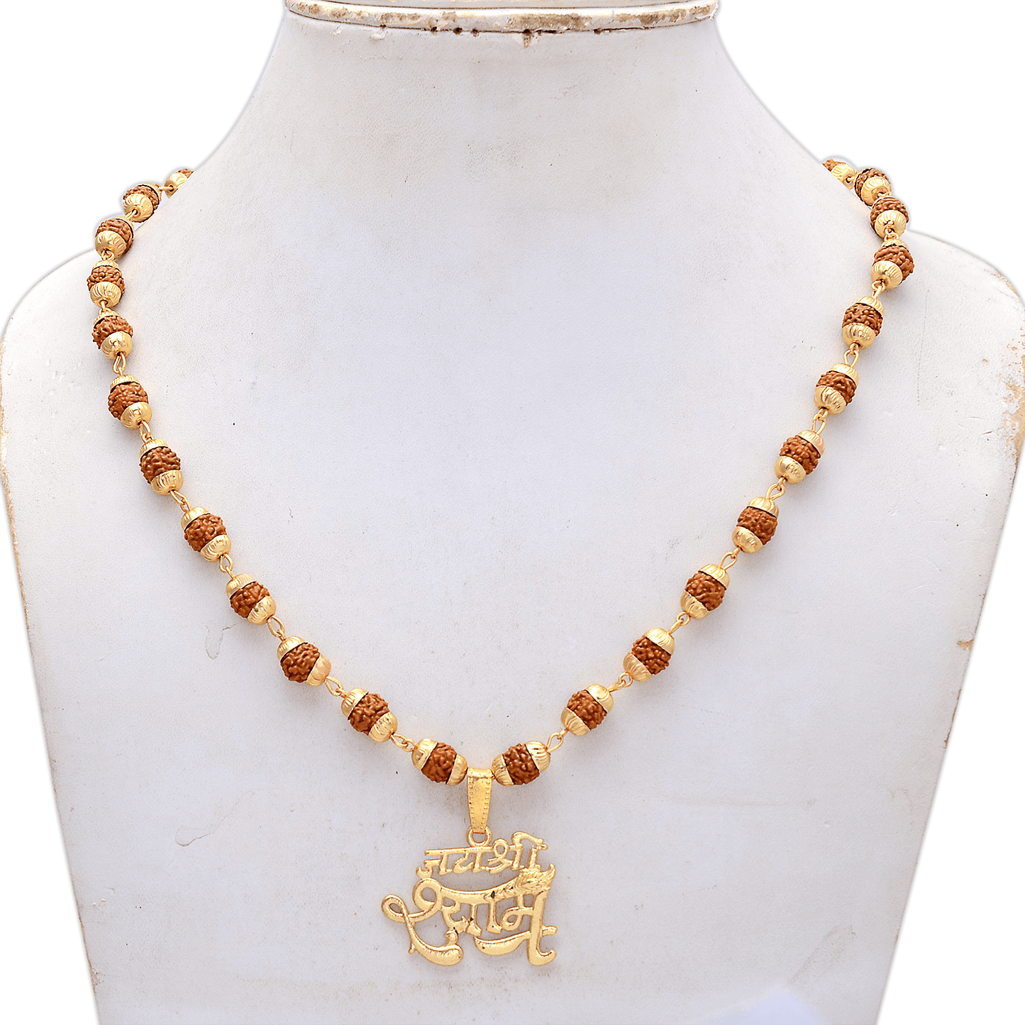 Jai Shree Shyam Pendant with 5 Face Rudraksha Mala - Aemorio