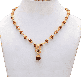 Gold Plated Lord Shiva Trishul Pendant with Damaru & Rudraksha - Aemorio