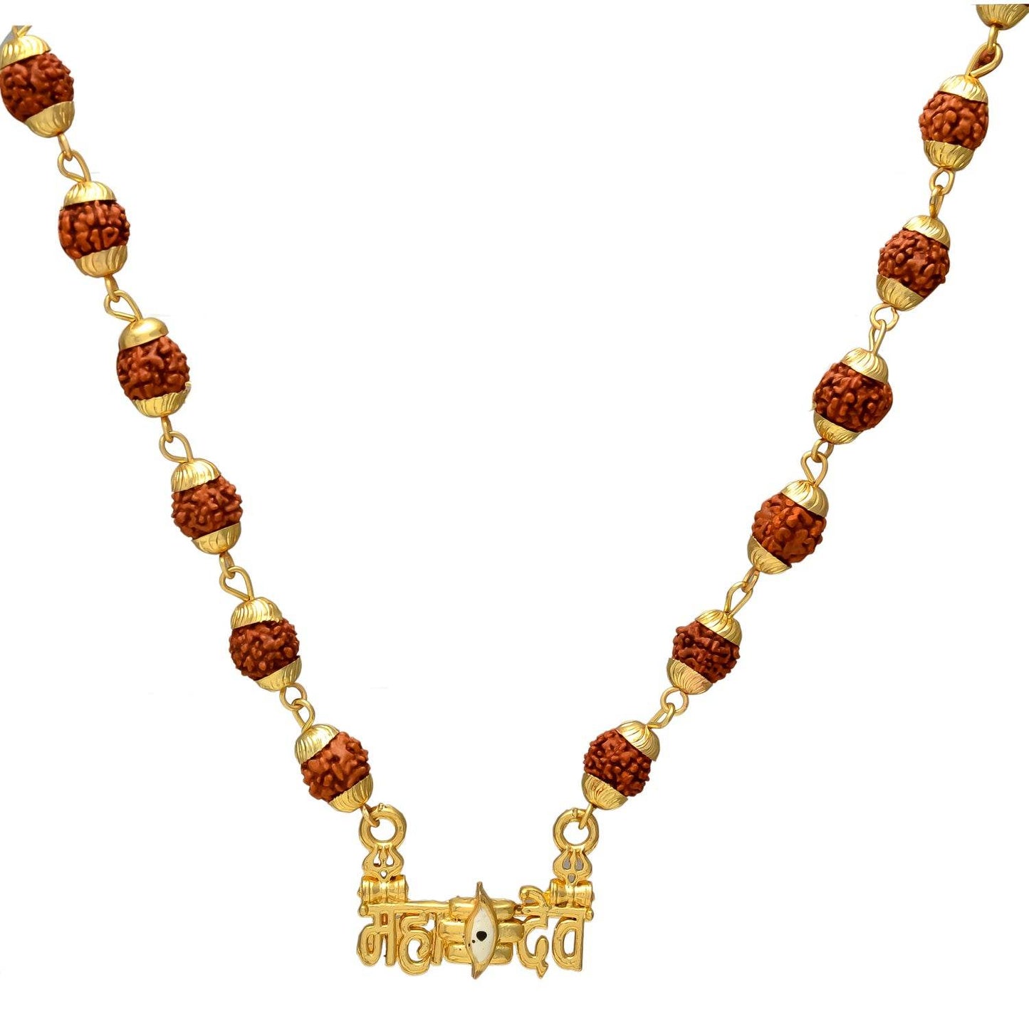 ЁЯФ▒ Gold-Plated Shiva Mahakal Pendant with Panchmukhi Rudraksha - Aemorio