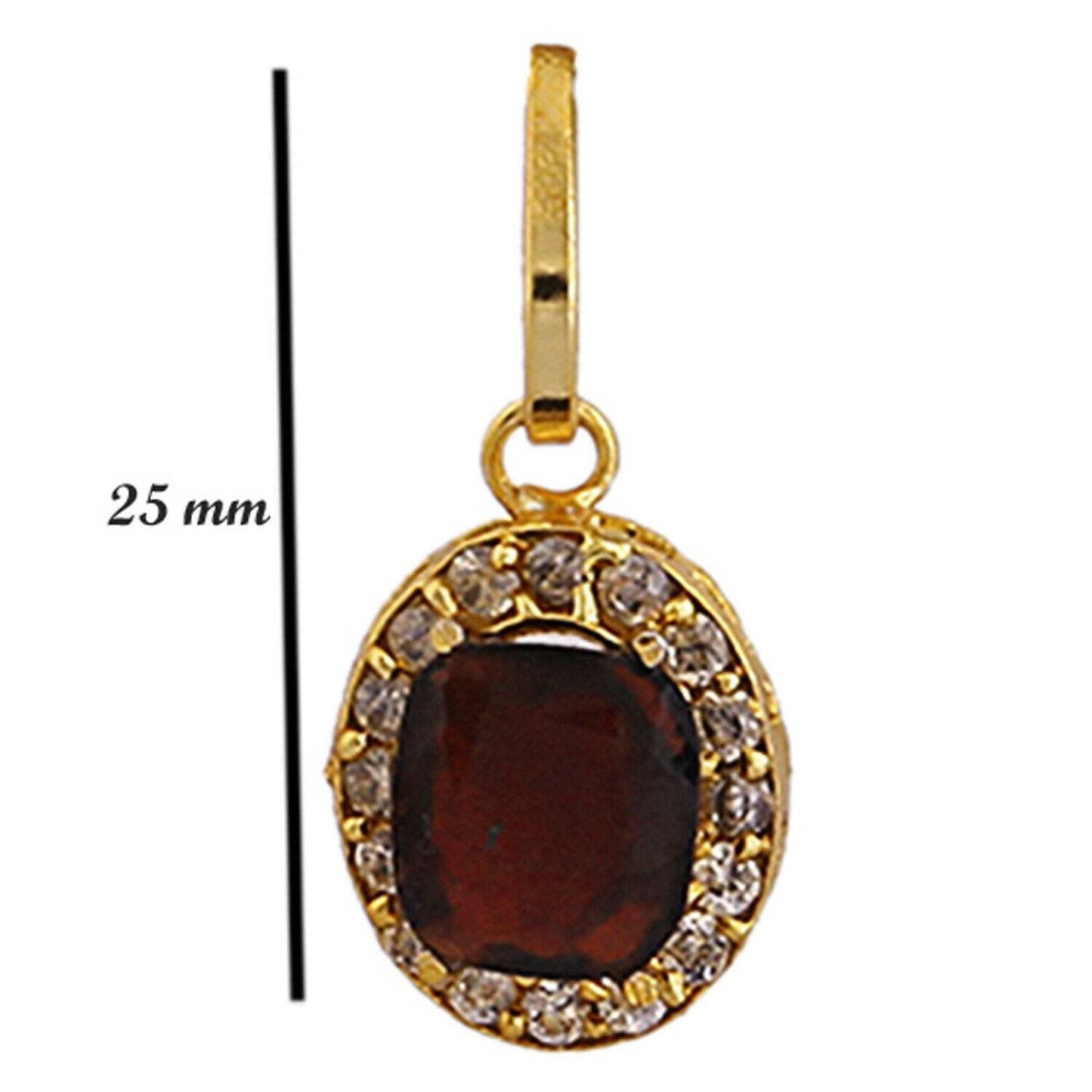 Hessonite (Gomed) Fashion Pendant - Gold Plated Brass - Aemorio