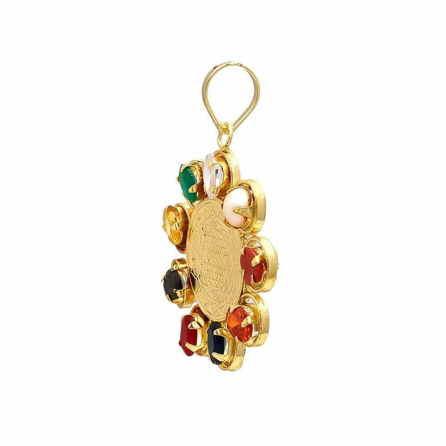 Shri Yantra Navratna Navgrah Gold-Plated Pendant - Aemorio