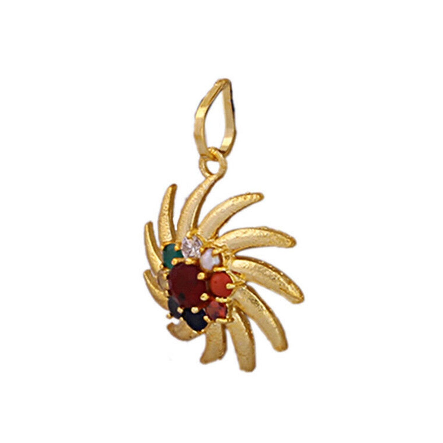 Designer Navratna Surya Locket in Brass (Panchdhatu) - Aemorio
