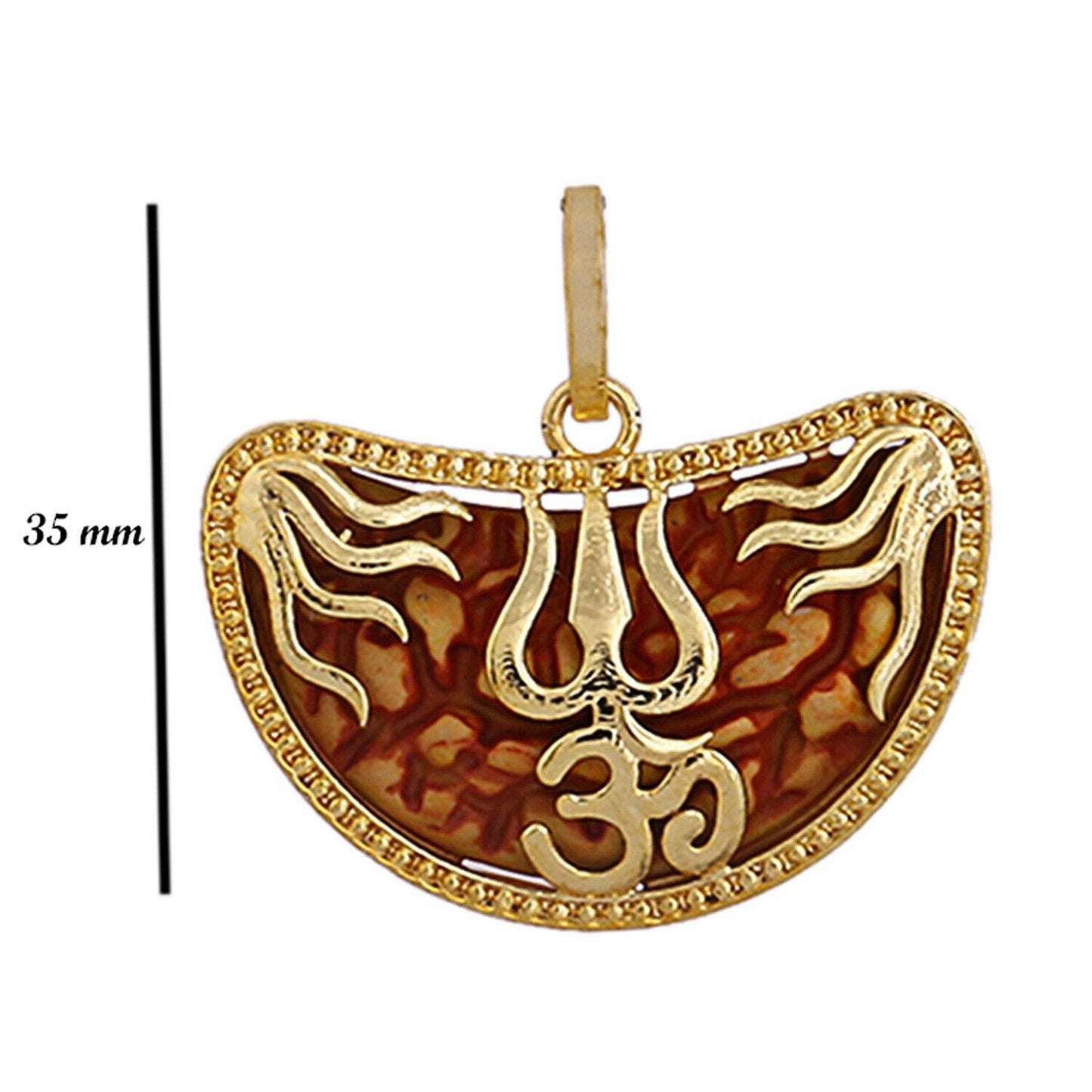 Kaju Rudraksha 1 Mukhi Pendant - Golden Brass Locket - Aemorio