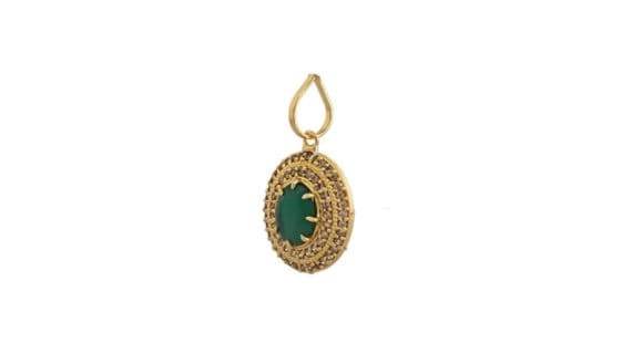 Gold-Plated Emerald Pendant in Panchdhatu – Oval Design - Aemorio