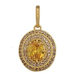 Gold Plated Yellow Sapphire Pendant for Men & Women - Aemorio