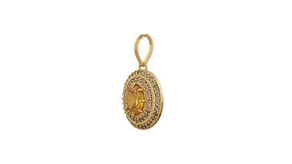 Gold Plated Yellow Sapphire Pendant for Men & Women - Aemorio