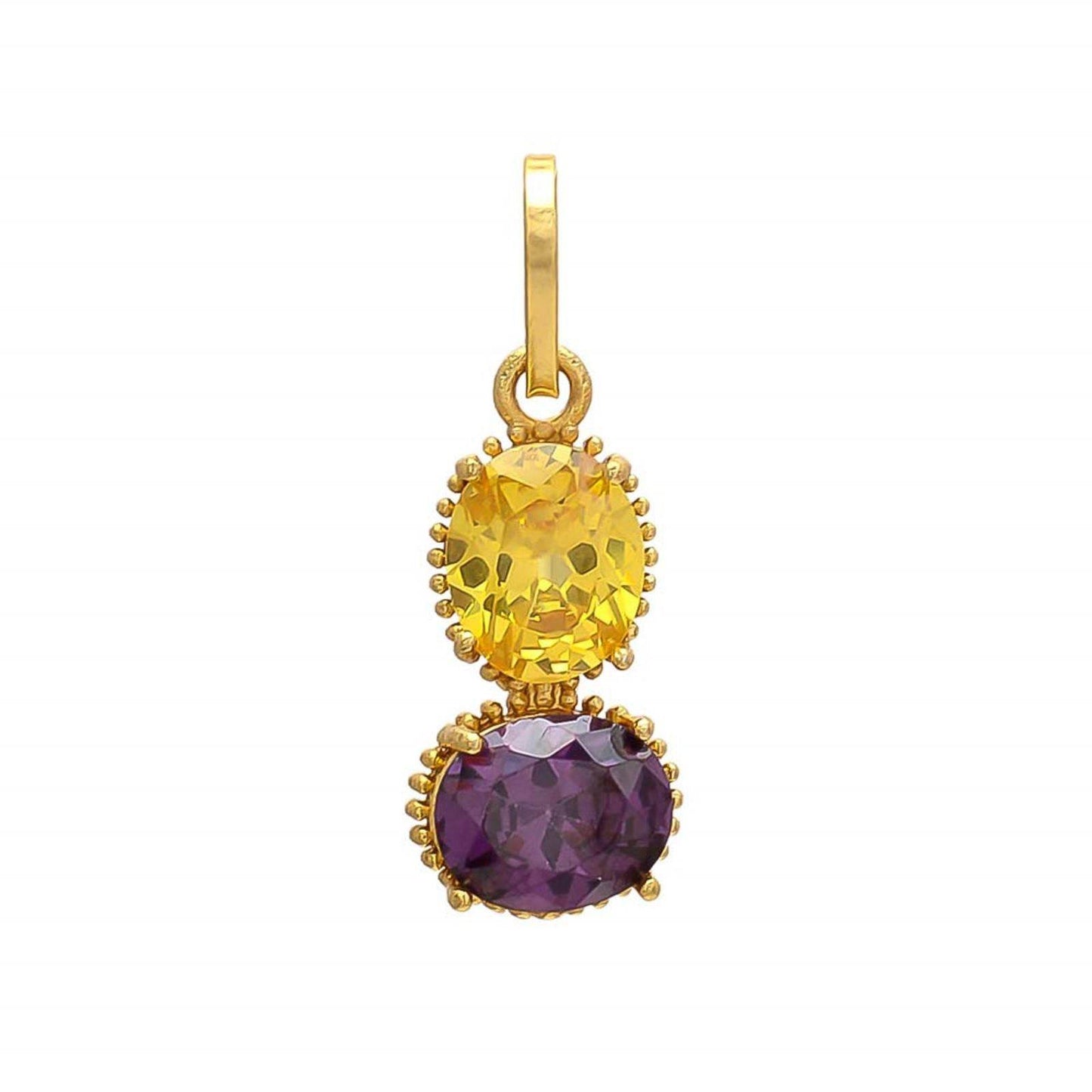 Yellow Sapphire & Blue Sapphire Pendant for Men and Women - Aemorio