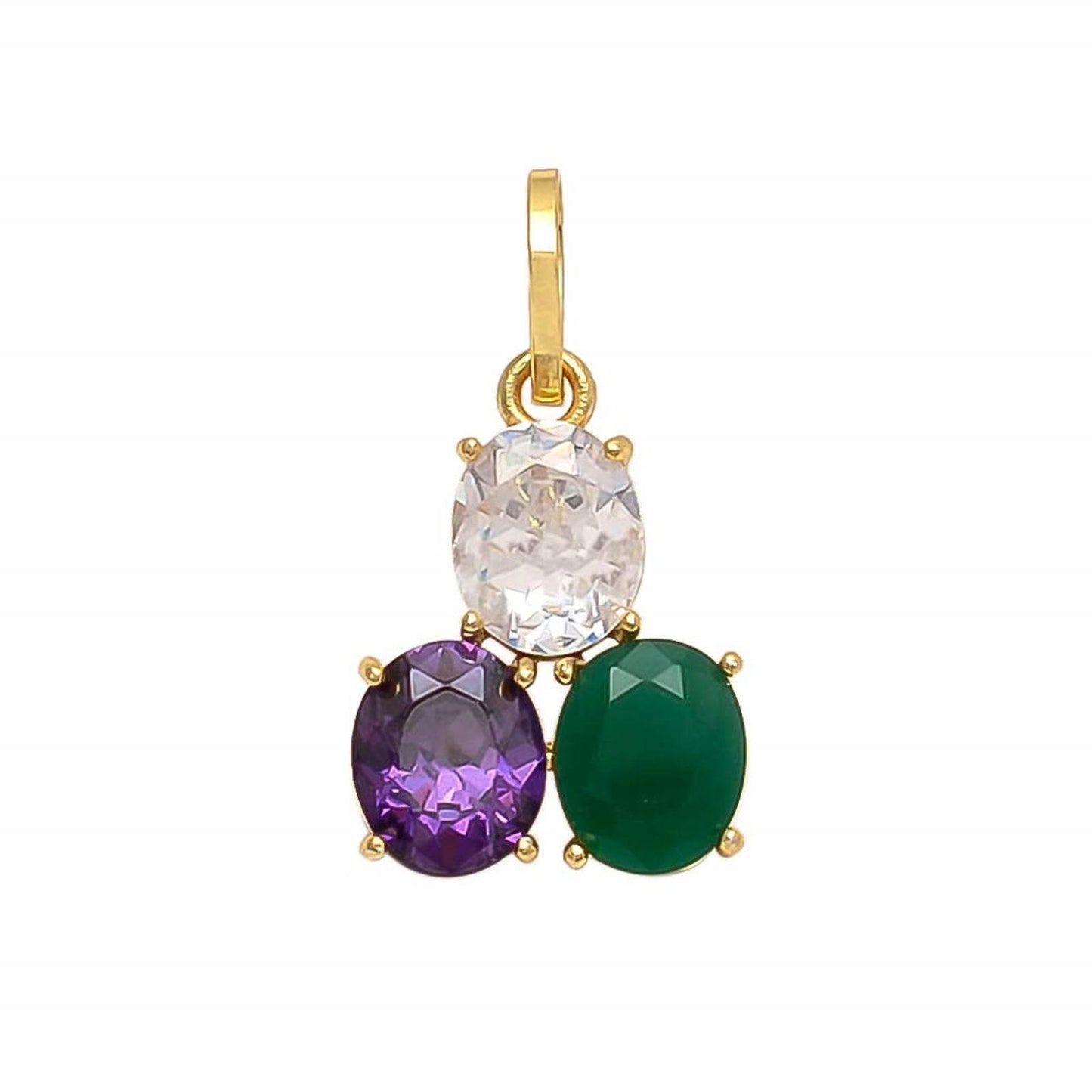 Gold-Plated Pendant with Zircon, Emerald & Blue Sapphire - Aemorio