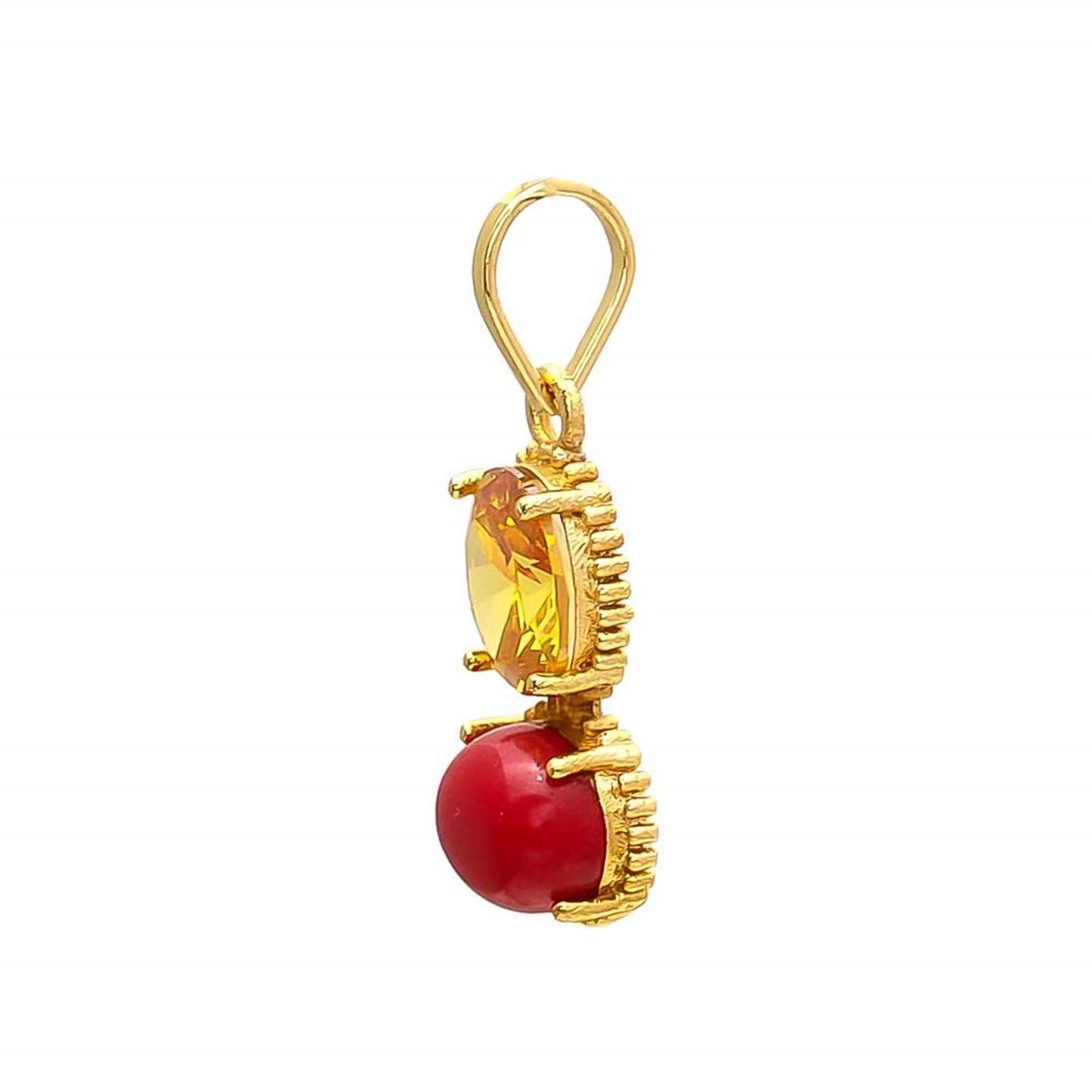 Yellow Sapphire & Coral Pendant for Luck & Prosperity - Aemorio