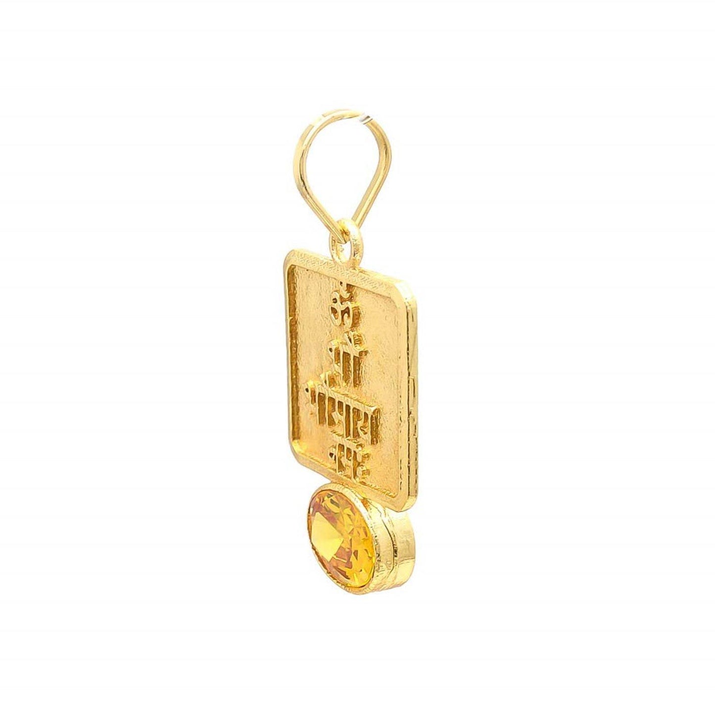 Yellow Sapphire Pendant for Prosperity & Health – Gold Plated - Aemorio