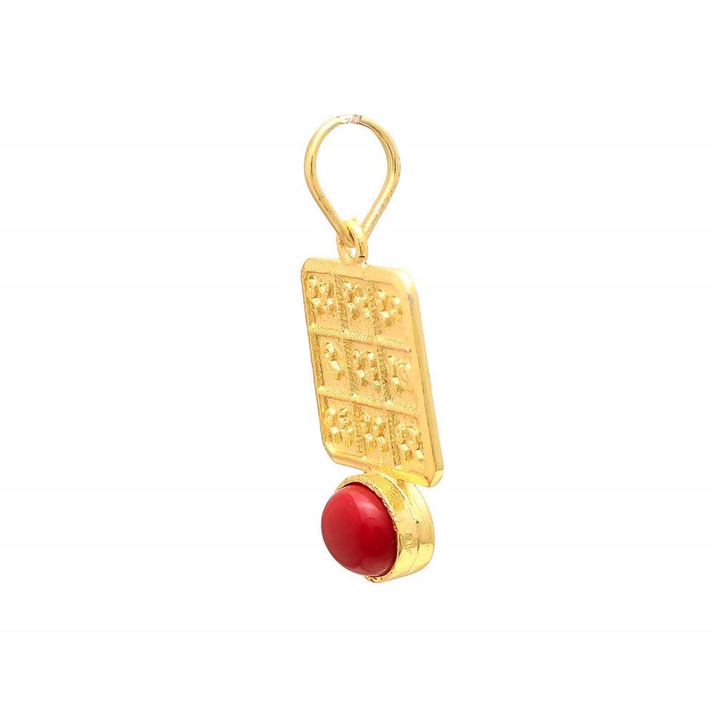 Red Coral Pendant for Aries & Scorpio - Gold Plated - Aemorio